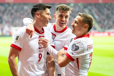 WARSAW, POLAND - MARCH 21, 2025: Qualifications for FIFA 2026. Match Poland - Lithuania 1:0. Joy
