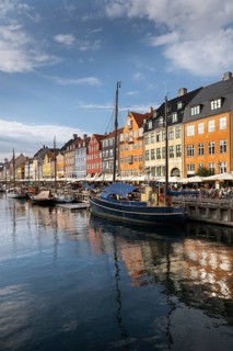 Nyhavn, in the Frederiksstaden district, harbour district with houses over 300 years old, moored