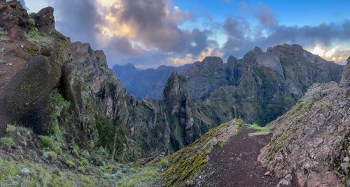 Sunset at Pico do Arieiro, hiking trail PR1, Madeira, Portugal