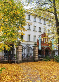 Autumn in the city, residential buildings on the grounds of the Sophienkirche in Berlin-Mitte,