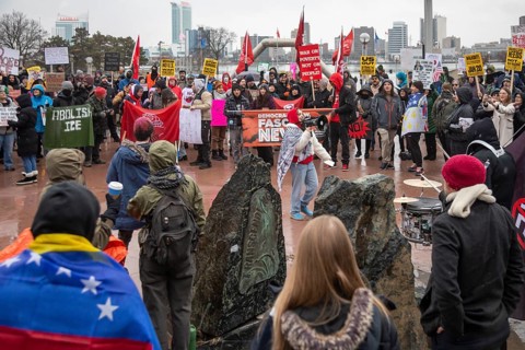Detroit, Michigan USA - 10 January 2026 - Activists rally to protest the killing of Renee Nichole