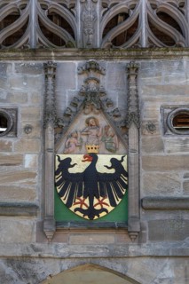 Imperial coat of arms on the medieval Ellinger Tor, Weißenburg, Middle Franconia, Bavaria, Germany