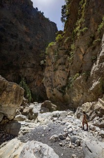 Hiking trail through the Samaria Gorge, south coast, Crete, Greece