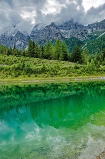 Panoramic lake, mountain lake, Stubai Alps near Telfes and Fulpmes, high mountains of the Alps,