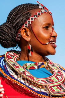 Maasai participants in the International Carnival Seychelles, Victoria, Mahe, Republic of