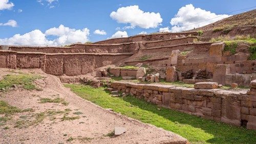 Historical excavation site Akapana, Tiwanaku, Bolivia