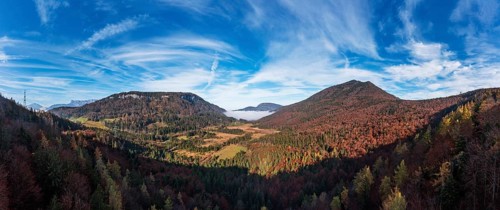 Egelsee nature reserve with view of the Schwarzenberg, moorland area, Puch near Hallein,