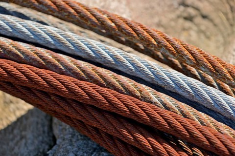 Steel cables, rusted, corroded, North Sea, Norddeich, Lower Saxony, Germany