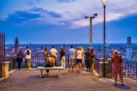 Viewing terrace at Castel San Pietro, Verona, Veneto, Italy