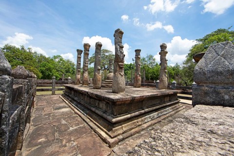 Nissanka Latha Mandapaya in the ruined city of Polonnaruwa, Central Province, Sri Lanka