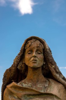 Bronze sculpture, Hildegard von Bingen, by Karlheinz Oswald, 1998, St Hildegard's Abbey, UNESCO