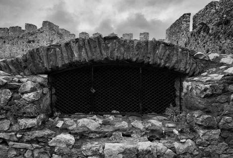 Former cistern, castle of Platamonas, Platamon Castle, black and white, Platamonas, Macedonia,