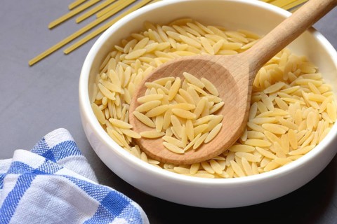 Semi di Orzo, Italian pasta in the form of barley grains, and spaghetti, pasta from Italy