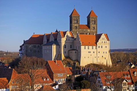Castle hill ensemble with St Servatius collegiate church on the castle hill above the old town,