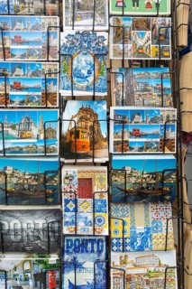 Display rack of picture postcards, city of Porto, Portugal