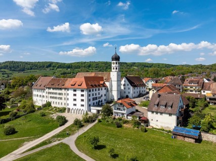 Aerial view of the former Augustinian canons' monastery and collegiate church in the Höri community