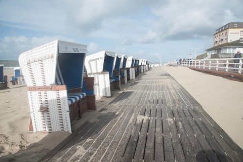 Beach chairs in Westerland on the island of Sylt, Europe, Germany, Northern Germany, North Frisia