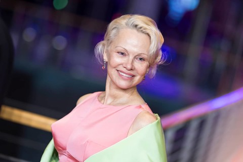 Pamela Anderson on the Red Carpet in front of the premiere of Rosebush Pruning at the Berlinale at