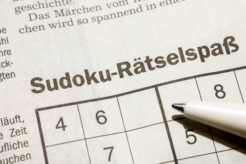 Excerpt from a magazine, newspaper, Sudoku puzzle fun, Germany