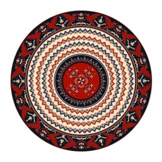 Traditional Polish embroidery round symbol, vector template. Isolated objects over white background