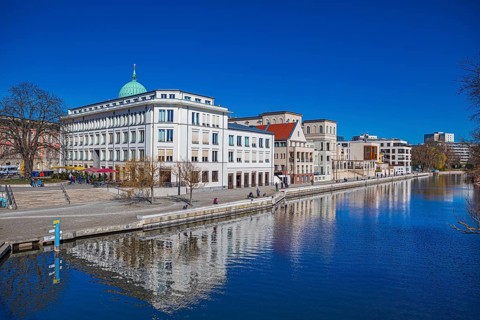 Adolf-Miethe Ufer and Alte Fahrt Canal in Potsdam, Germany