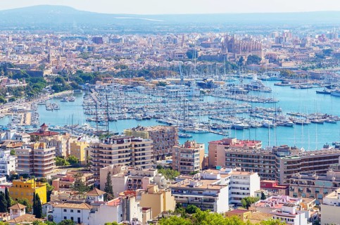 Palma de Mallorca city, high angle view, Palma de Mallorca, Mallorca, Balearic Islands, Spain