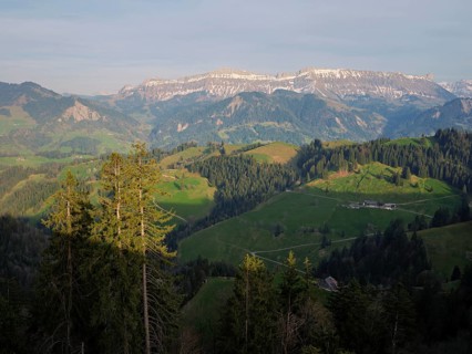 View from the Rämisgummen to the Schrattenfluh, Emmental, Canton Bern, Switzerland