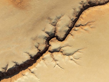 Canyon in the Tsondab Valley in the Namib Desert. Aerial view. Drone shot. Namibia