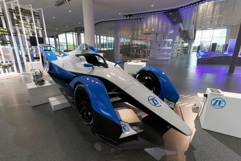 Formula E racing car with electric drive and ZF racing transmission, ZF Forum, corporate