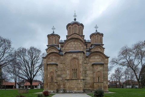Gracanica Monastery, cross-domed church with five domes, UNESCO World Heritage Site, Gracanica,