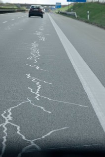 Repaired carriageway, symbolic image of infrastructure, Germany