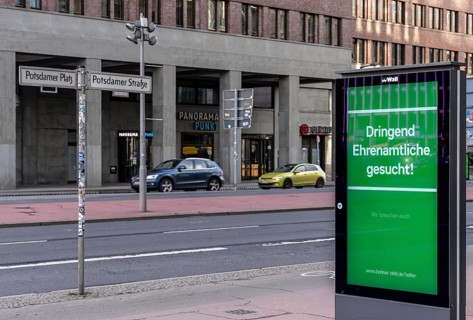 Wall display board for advertising, Potsdamer Platz, Berlin, Germany