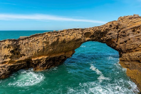 Sea together at Plage du Port Vieux in Biarritz, vacation in the south-east of France. Biarritz,