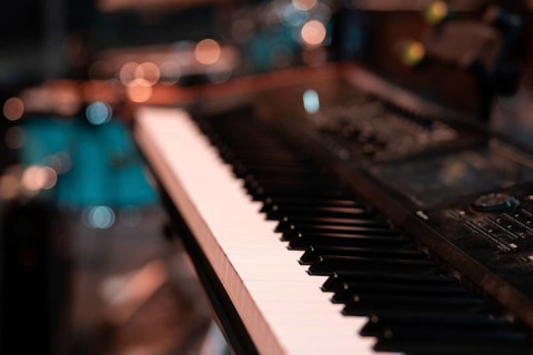 Close-up of keyboard keys with beautiful bokeh in the background in Lubin, Poland