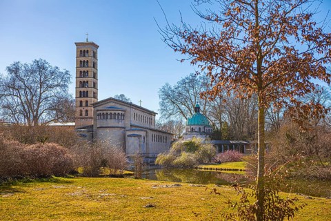 Church of Peace with Emperor Friedrich Mausoleum in Sanssouci Palace Park in Potsdam, Germany