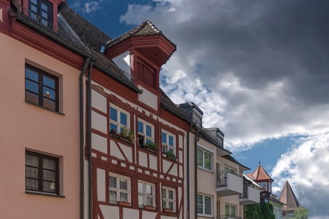 Historic roof lift bay, Geiersberg 17, Nuremberg, Middle Franconia, Bavaria, Germany