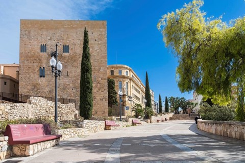 Romanesque fortress building Torre del Pretori o Castell del Rei in Tarragona, Spain