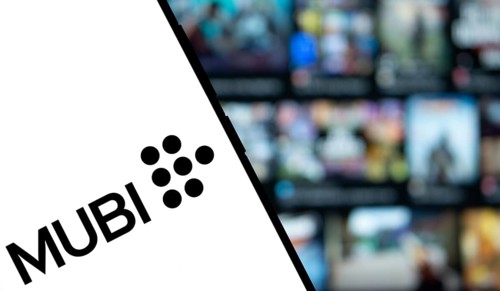 MUBI logo is displayed on smartphone. Mubi is a video streaming platform