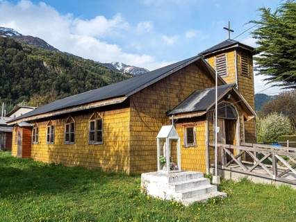 Wooden church in Futaleufu, Chile