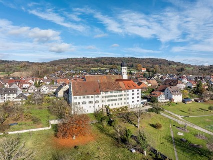 Aerial view of the former Augustinian canons' monastery and collegiate church in the Höri community