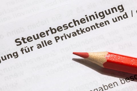 Tax certificate, private accounts, coloured pencil, Germany