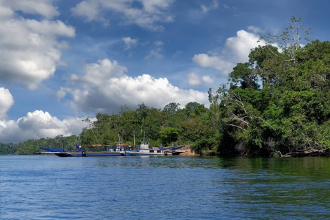 River Ferry Boat landing on Juruena river, Alta Floresta, Amazon, Brazil