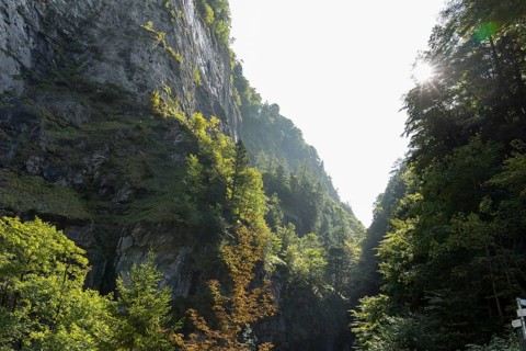 The narrow Tamina Gorge at Alter Bad Pfäfers, St. Gallen, Switzerland