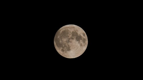 Close-up of full moon at night, clear view of moon crater, Pigadia, town and harbour, Pigadia Bay,