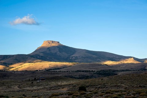 Patagonian steppe in the evening light near Junin de los Andes, Patagonia, Argentina
