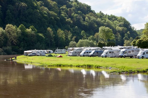 Campsite at Bad Karlshafen, Upper Weser Valley, Weser Uplands, Weserbergland, Hesse, Germany