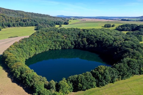 Bernshäuser Kutte, Erdfallsee, Bernhausen near Urnshausen, Dermbach, Thuringian Rhön,