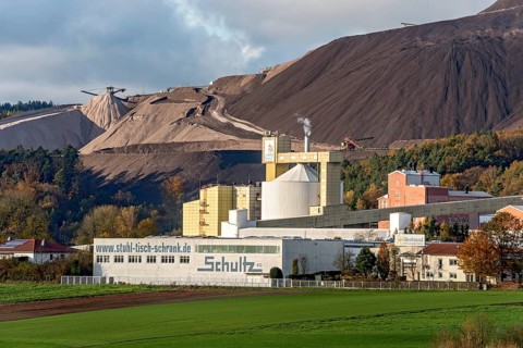 K & S potash plant, potash and salt mine with Monte Kali, Kaliberg or Kalimandscharo, overburden