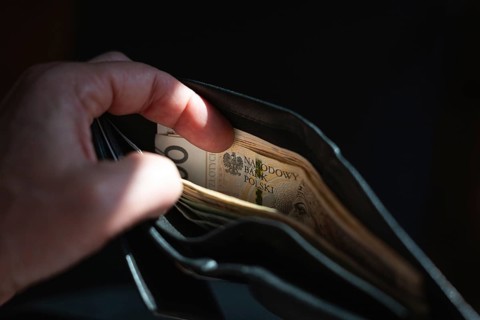 Polish currency - zloty PLN, banknotes two hundreds in the wallet