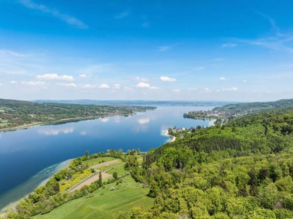 Aerial view of Lake Constance, Untersee, Lake Rhine, on the left the Höri peninsula, Canton